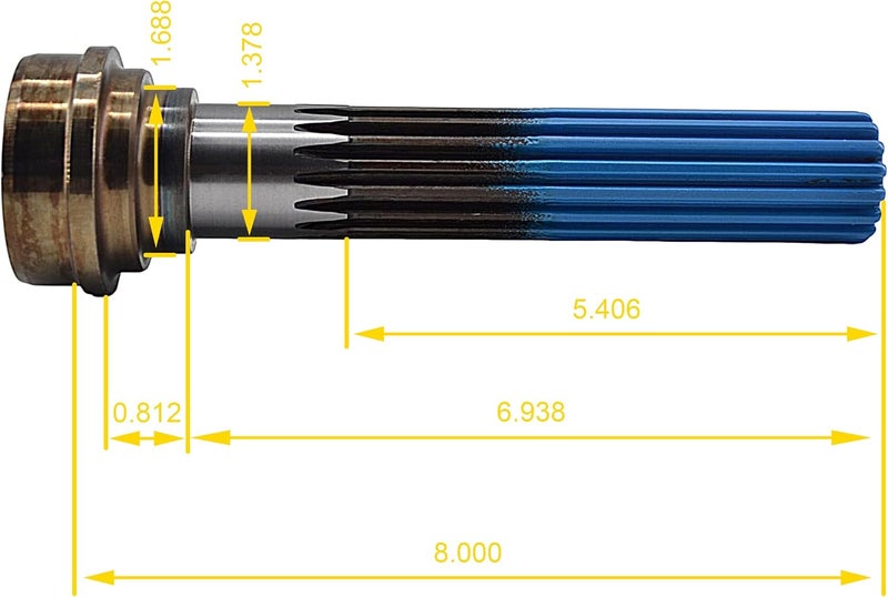 RABROPAR Store Midship Stub Shaft 1.375" 16 Spline Tube 2.5 x 0.083" for 1210-1350 Series 2-53-471 - Image 4